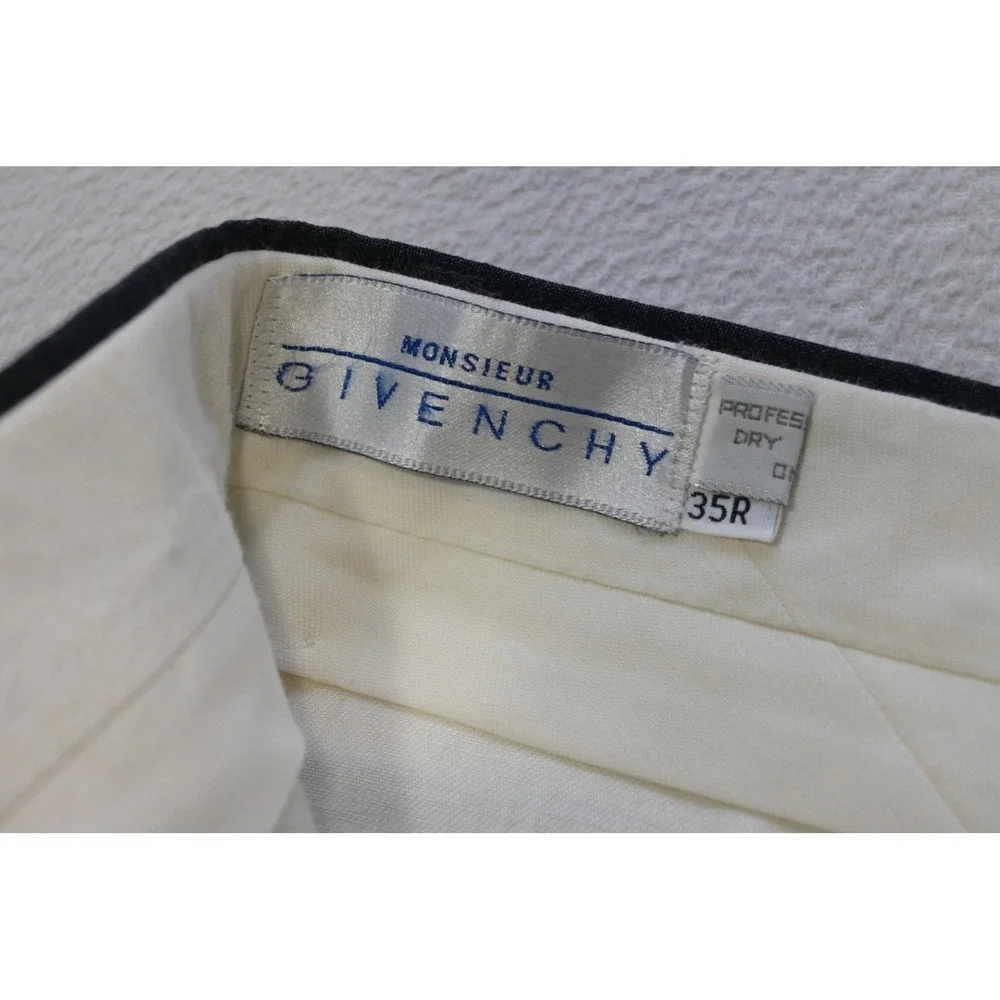Monsieur Givenchy Dress Pants Mens 35x30 Gray Pleated Cuffed Trousers Excellent